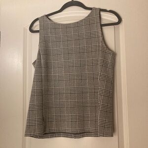 Ann Taylor Plaid Sleeveless Women's Top - Black and White